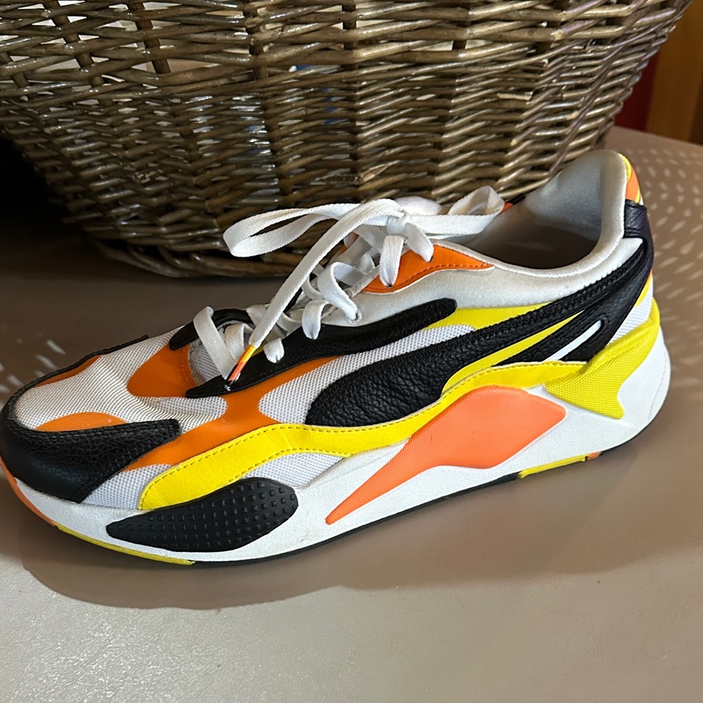 Puma Vibrant Orange and Yellow and Black Sneakers